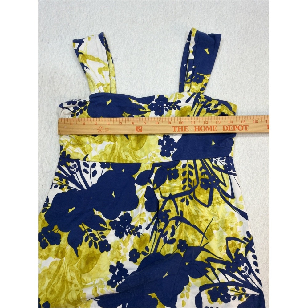 Y2K Ann Taylor Cotton Blue, Yellow & White Floral Abstract Scoop Neck Tank, S - Picture 6 of 14